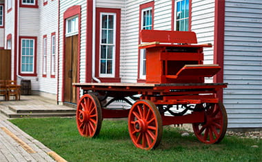 Old wagon at Fort Calgary